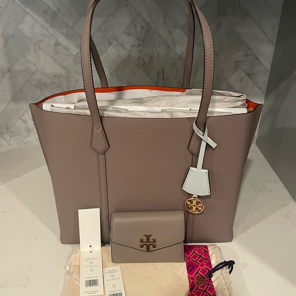 tory burch perry tote grey heron